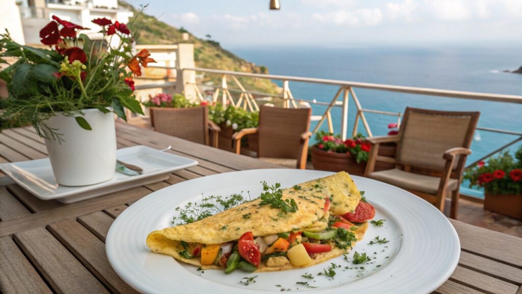 Omelette proteica con verdure colazione estiva